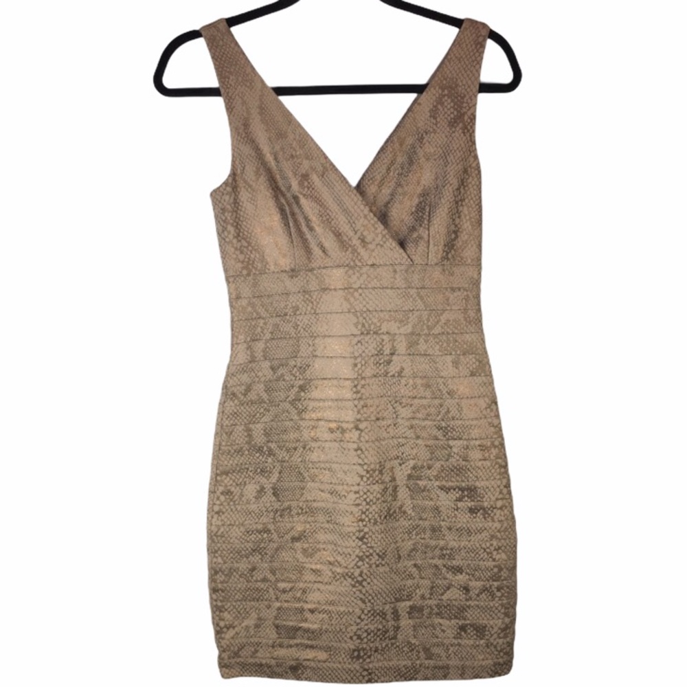 Express Mini Snakeskin Shimmer Bodycon Dress Sz XS